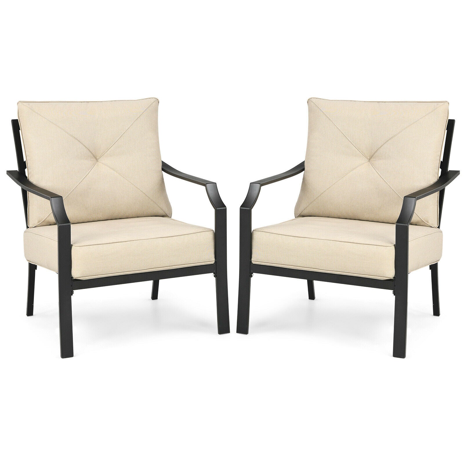 2 PCS Patio Dining Chairs Set with Padded Cushions - jenshomeandgardendecor