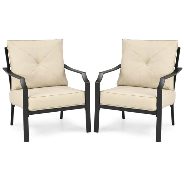 2 PCS Patio Dining Chairs Set with Padded Cushions - jenshomeandgardendecor