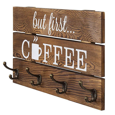 5 Hooks Rustic Cup Organizer - jenshomeandgardendecor