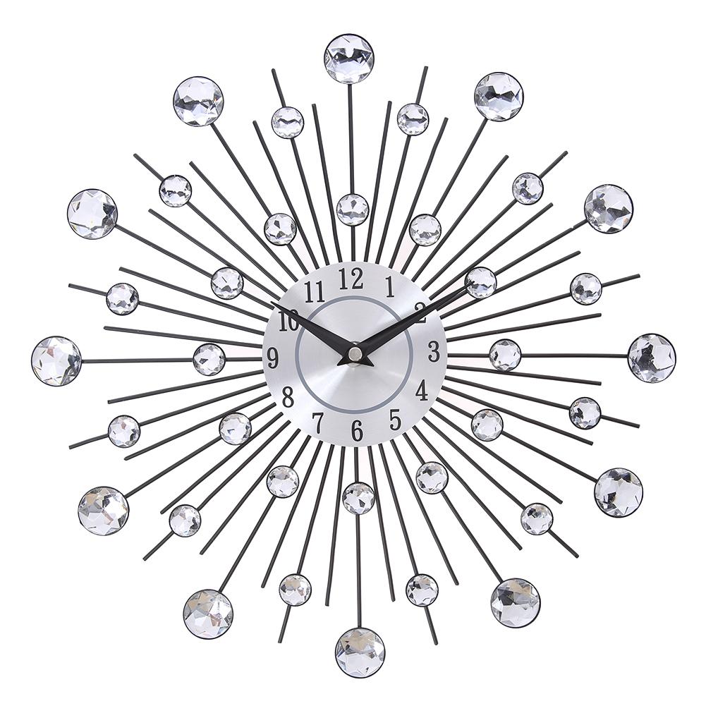 Decorative Crystal Sunburst Metal Wall Clock - jenshomeandgardendecor