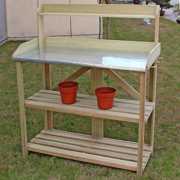 Wooden Potting Work Bench - jenshomeandgardendecor