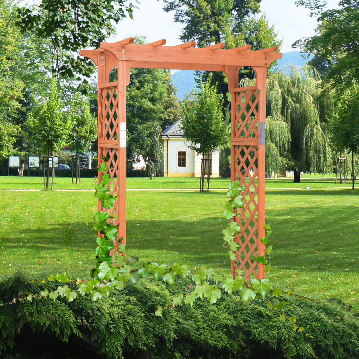 Arbor Over 7FT High Wooden Garden Arch - jenshomeandgardendecor