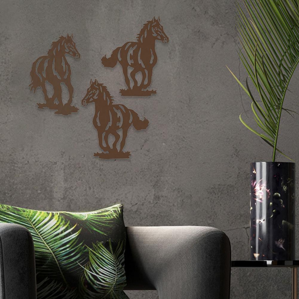 Metal Horse Wall Art 92inch Set Of 3 - jenshomeandgardendecor