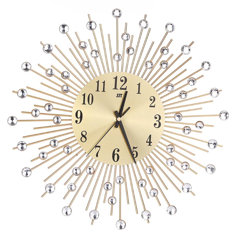 Decorative Crystal Sunburst Metal Wall Clock - jenshomeandgardendecor