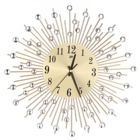 Decorative Crystal Sunburst Metal Wall Clock - jenshomeandgardendecor