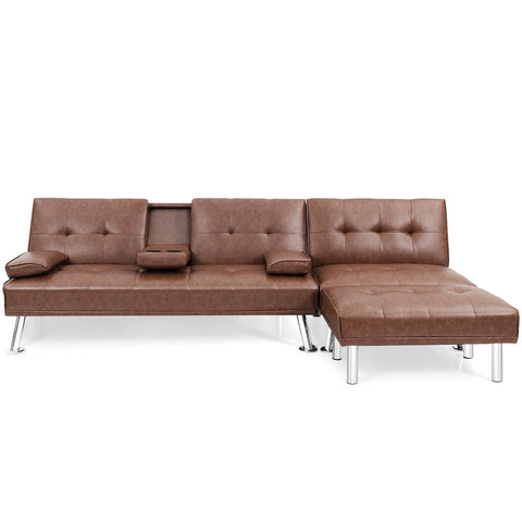 3-Piece Sectional Sofa Set Convertible Futon w/Single Sofa - jenshomeandgardendecor