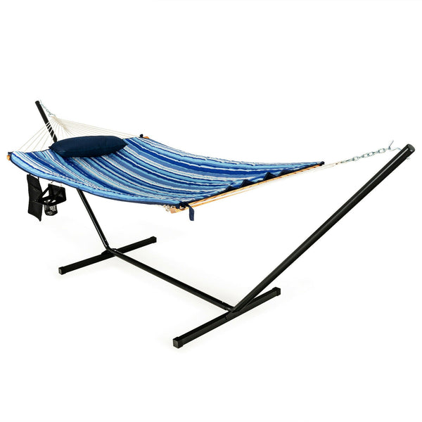 Hammock Chair Stand Set Cotton Swing w/ Pillow Cup Holder - jenshomeandgardendecor