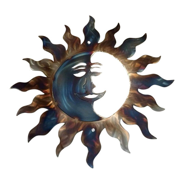 Metal Wall Art Sun Moon Statue - jenshomeandgardendecor