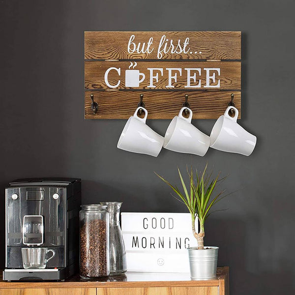 5 Hooks Rustic Cup Organizer - jenshomeandgardendecor