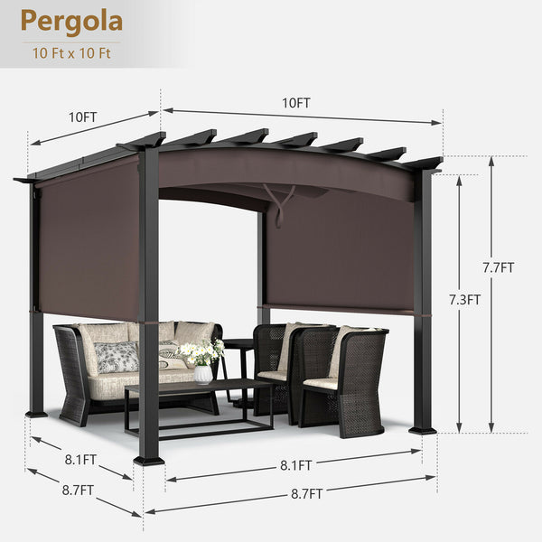 10 x 10ft Patio Pergola Gazebo Sun Shade - jenshomeandgardendecor