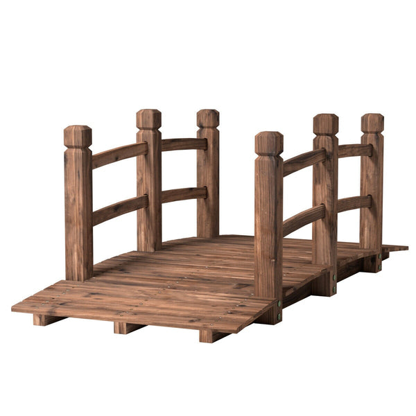 Wooden Bridge Walkway w/Stained Finish - jenshomeandgardendecor