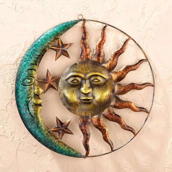 Wrought Iron Sun Moon Metal Art - jenshomeandgardendecor