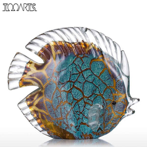 Colorful Spotted Tropical Fish Glass Sculpture - jenshomeandgardendecor