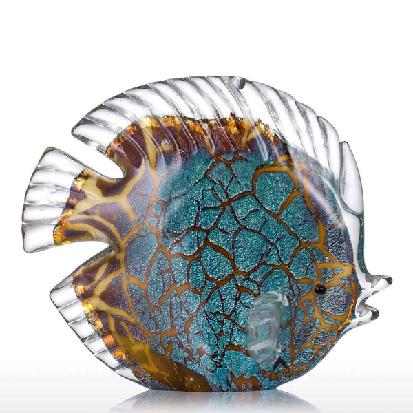 Colorful Spotted Tropical Fish Glass Sculpture - jenshomeandgardendecor