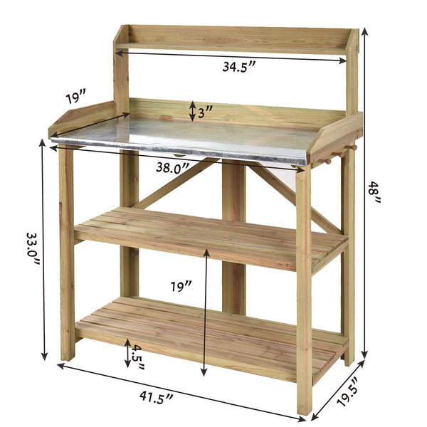 Wooden Potting Work Bench - jenshomeandgardendecor