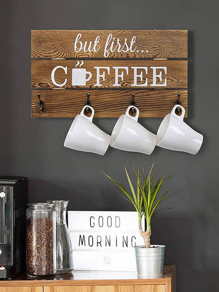 5 Hooks Rustic Cup Organizer - jenshomeandgardendecor