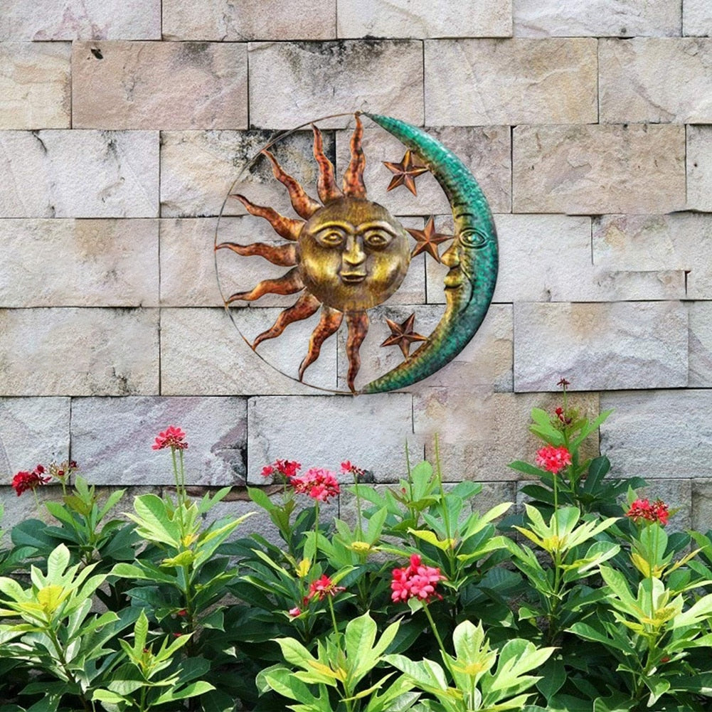 Wrought Iron Sun Moon Metal Art - jenshomeandgardendecor