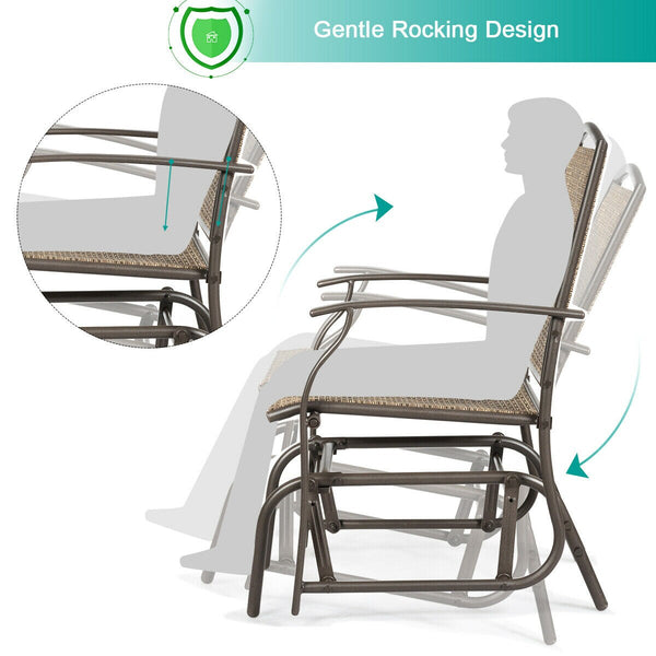 2PCS Patio Swing Single Glider Chair Rocking Seating Steel Frame - jenshomeandgardendecor