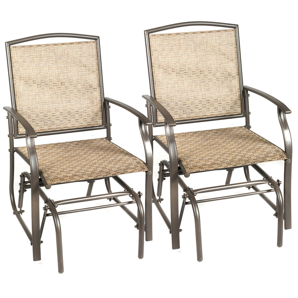 2PCS Patio Swing Single Glider Chair Rocking Seating Steel Frame - jenshomeandgardendecor