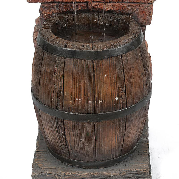 Resin Wine Bottle And Barrel Outdoor Water Fountain - jenshomeandgardendecor