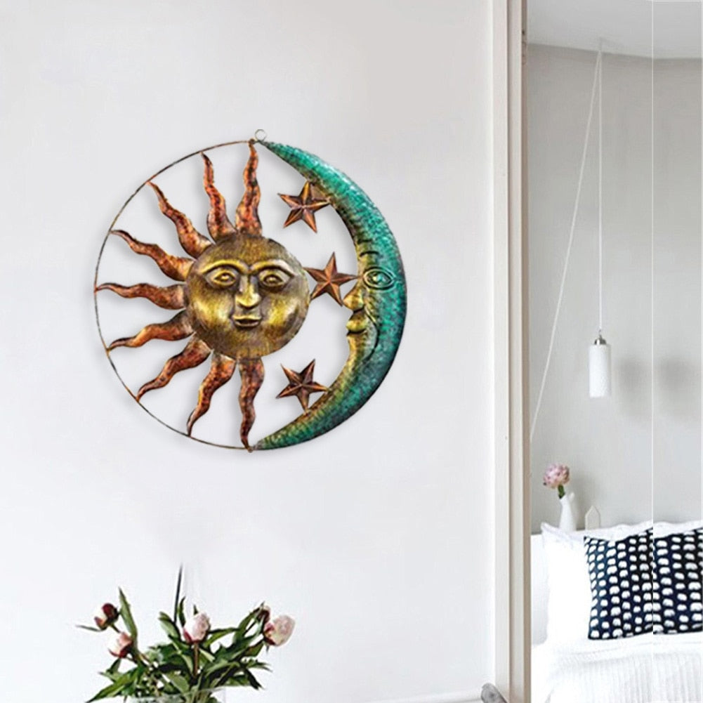 Wrought Iron Sun Moon Metal Art - jenshomeandgardendecor