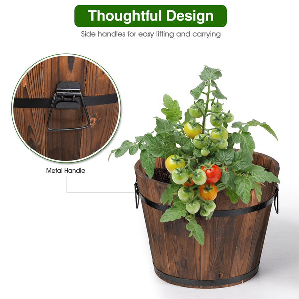 3 pcs Wooden Planter Barrel Set - jenshomeandgardendecor