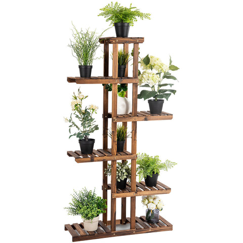 6 Tier 11 Pots Wooden Plant Flower Display Stand - jenshomeandgardendecor