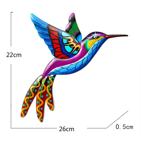 1pc Metal Colorful Hummingbird Bird Wall Art - jenshomeandgardendecor