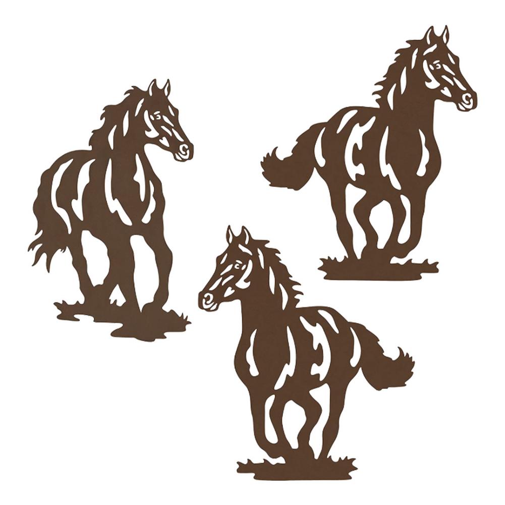 Metal Horse Wall Art 92inch Set Of 3 - jenshomeandgardendecor