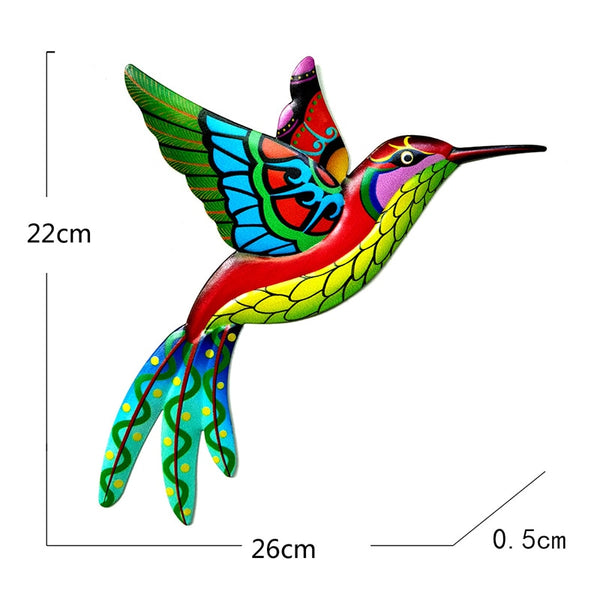 1pc Metal Colorful Hummingbird Bird Wall Art - jenshomeandgardendecor