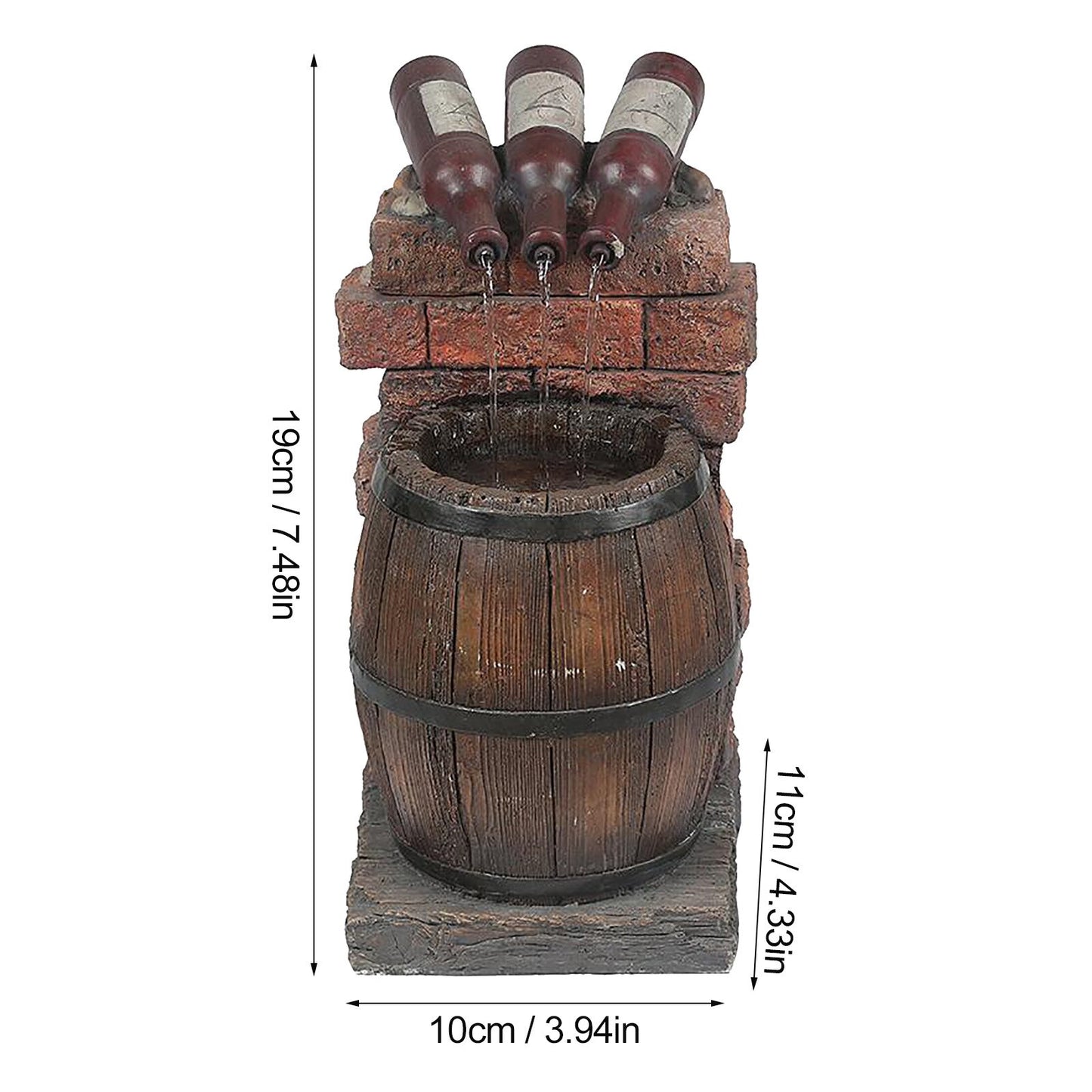 Resin Wine Bottle And Barrel Outdoor Water Fountain - jenshomeandgardendecor