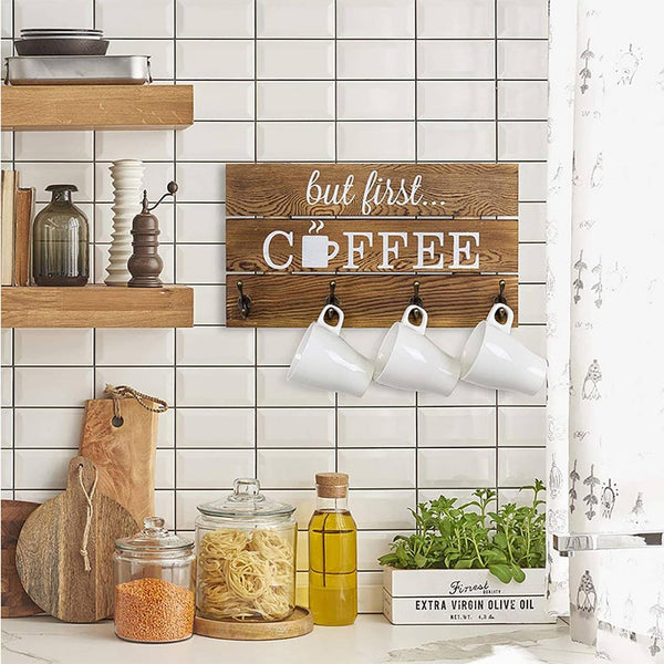 5 Hooks Rustic Cup Organizer - jenshomeandgardendecor