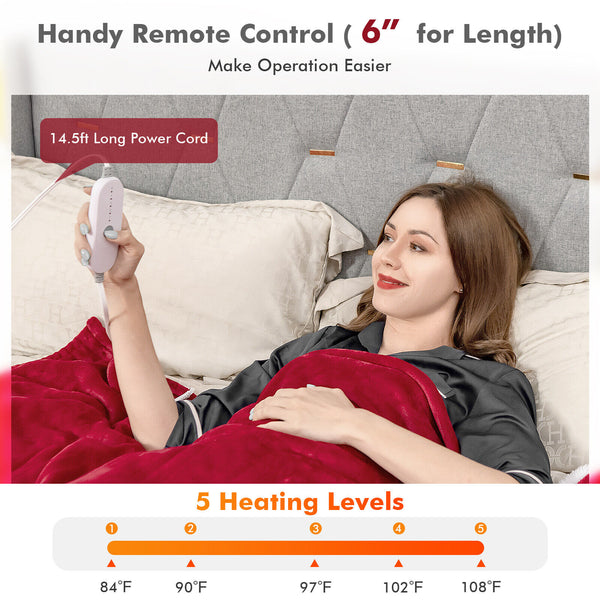 Heated Blanket Electric Throw w/5 Heating Levels - jenshomeandgardendecor