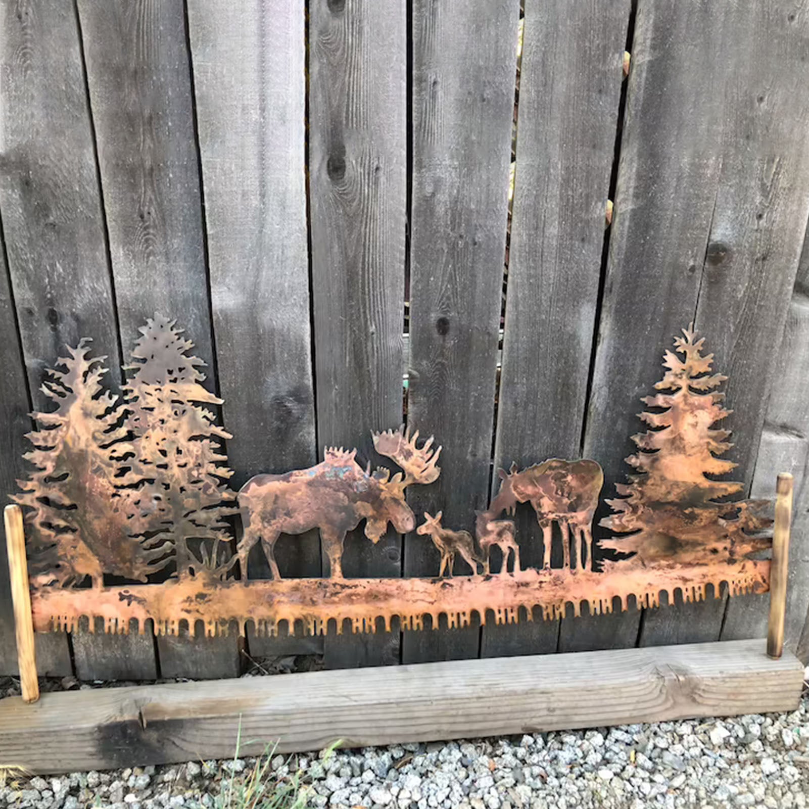 Moose Under Trees Metal Wall Art - jenshomeandgardendecor