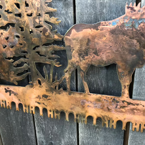 Moose Under Trees Metal Wall Art - jenshomeandgardendecor