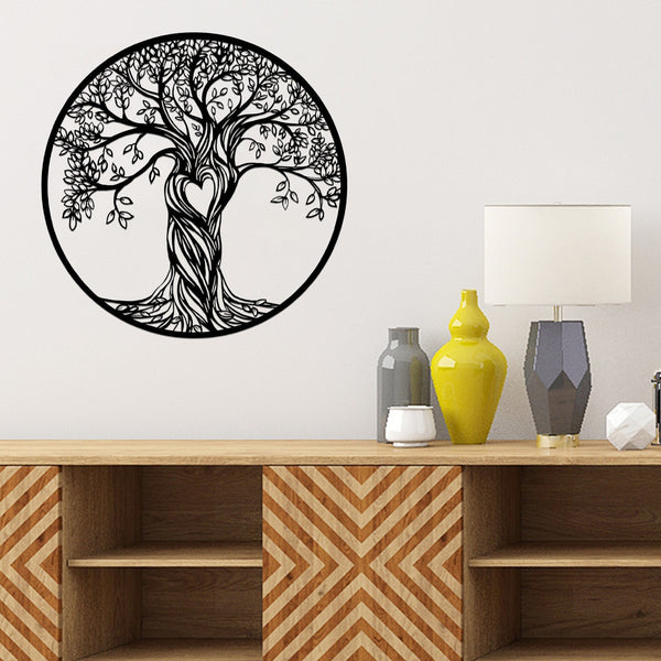 Tree Life Wall Hanging Black Metal Iron Art - jenshomeandgardendecor