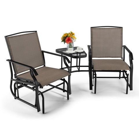 Double Swing Glider Chair Rocker Glass Table - jenshomeandgardendecor