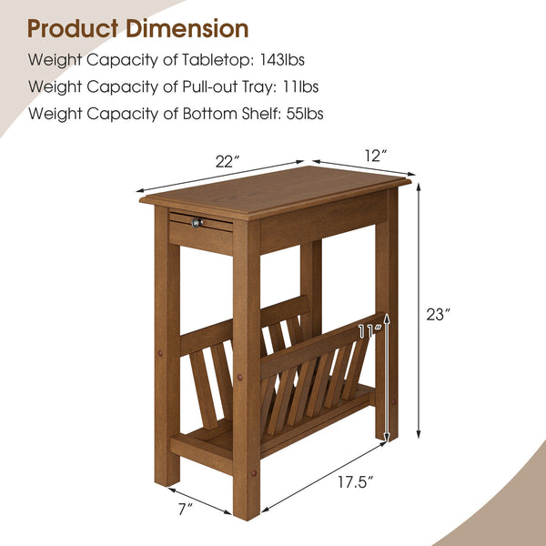 2PCS End Table with Pull-out Tray Shelf - jenshomeandgardendecor