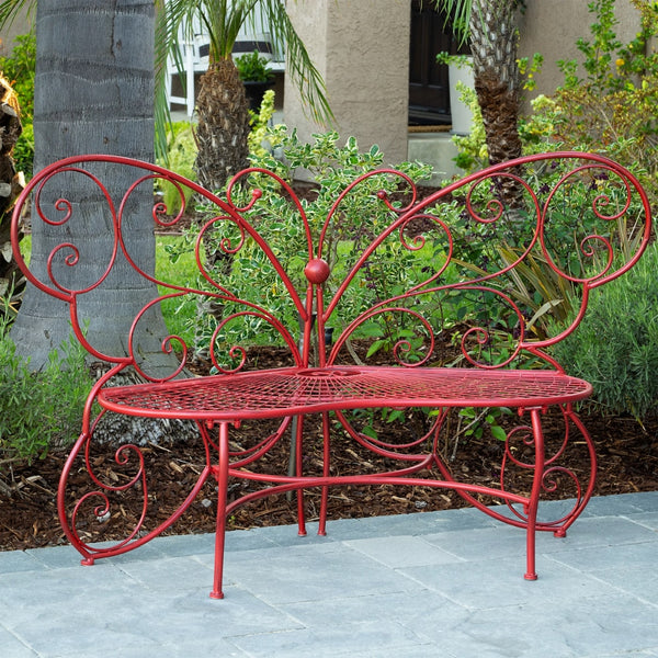 Outdoor or Indoor Steel Butterfly Garden Bench, - jenshomeandgardendecor