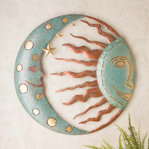 Metal Sun Moon Wall Decoration - jenshomeandgardendecor