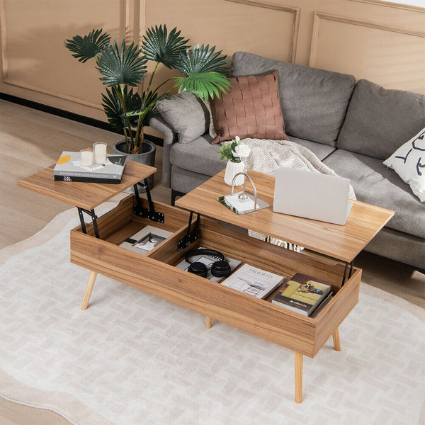 Lift Top Coffee Table Central Table W/Hidden Compartments for Living Room - jenshomeandgardendecor