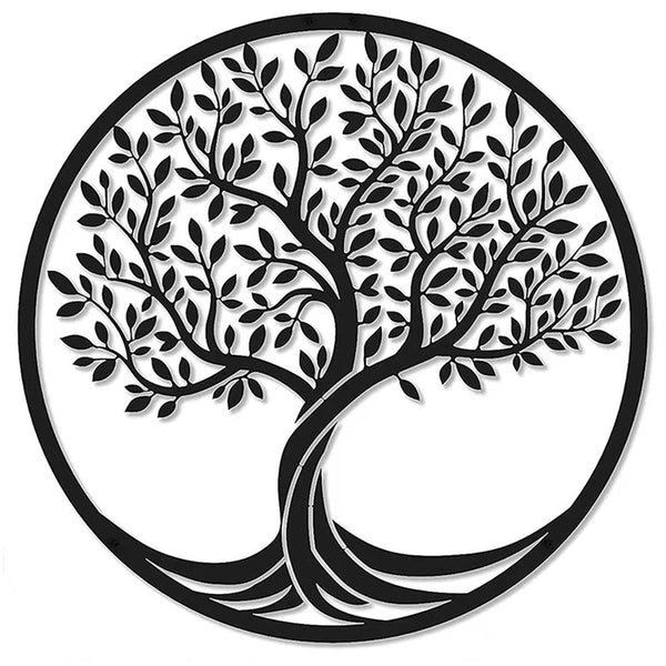 Tree Life Wall Hanging Black Metal Iron Art - jenshomeandgardendecor