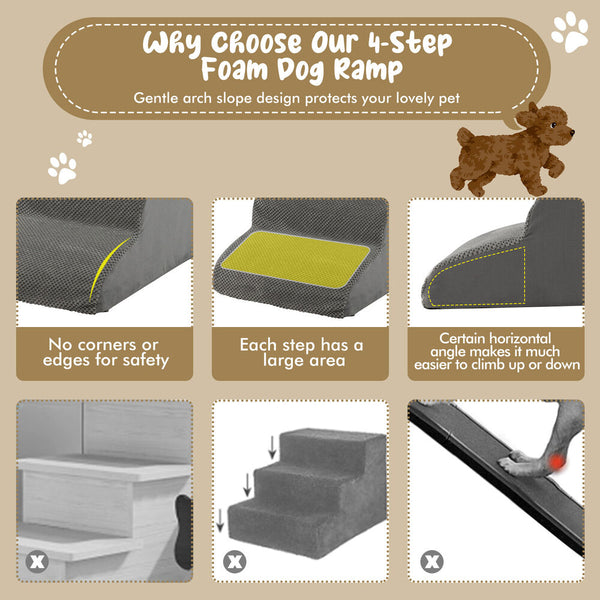 4-Step Extra Wide Dog Ramp with Washable Cover - jenshomeandgardendecor