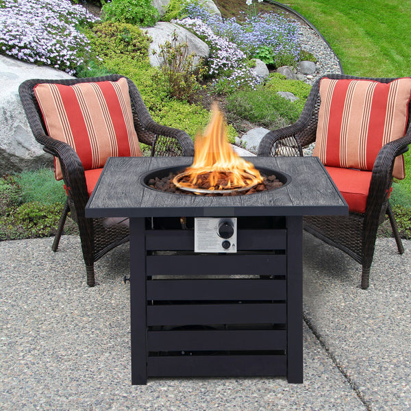 Square Propane Fire Pit Table for Patio w/Lava Rocks - jenshomeandgardendecor