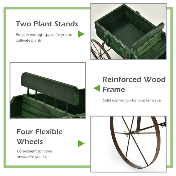 Wagon Plant Bed W/ Wheels - jenshomeandgardendecor