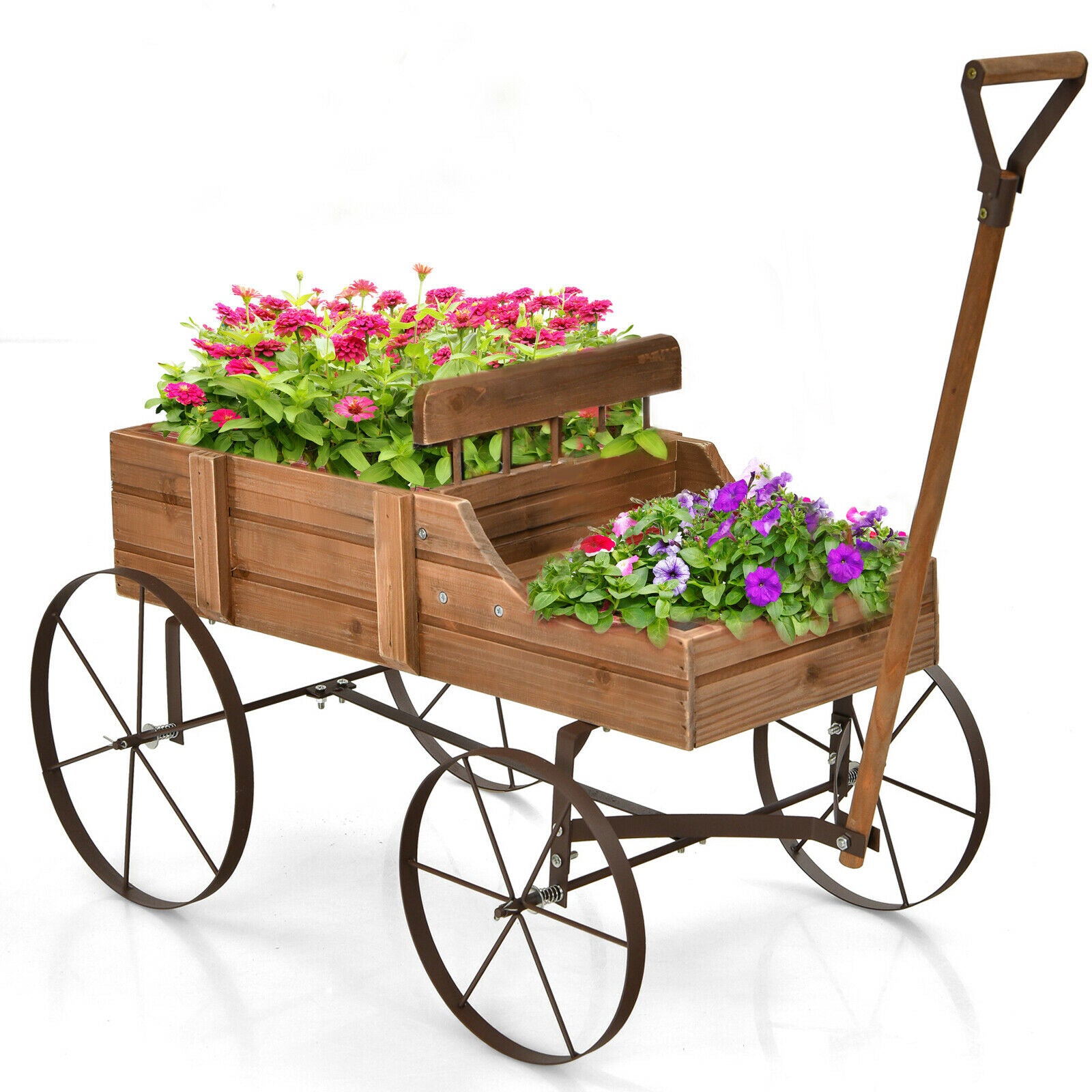 Wagon Plant Bed W/ Wheels - jenshomeandgardendecor