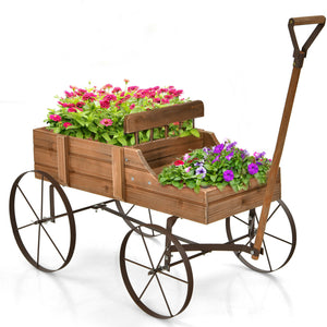 Wagon Plant Bed W/ Wheels - jenshomeandgardendecor