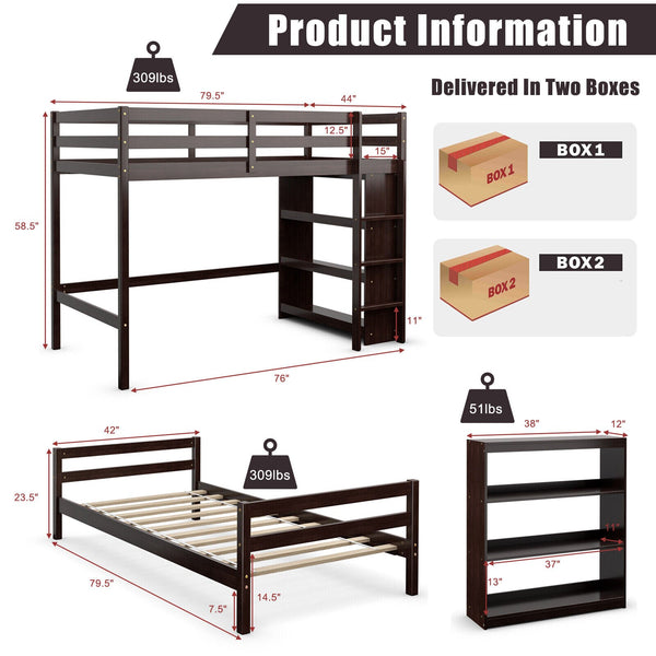 Twin Over Twin Loft Bunk Bed - jenshomeandgardendecor