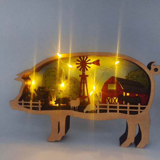 3D Wood Carving Animal Decor with Lights - jenshomeandgardendecor