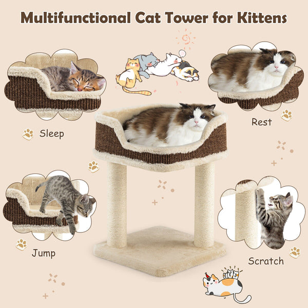 Cat Tree Multi-Level Cat Tower w/ Scratching Posts - jenshomeandgardendecor